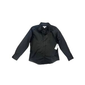 Liz Claiborne Womens Black Long Sleeve Button Down Tailored Collared Shirt NWT